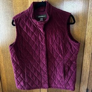 Eddie Bauer Quilted Corduroy Vest | Mulberry Wine | Size Large